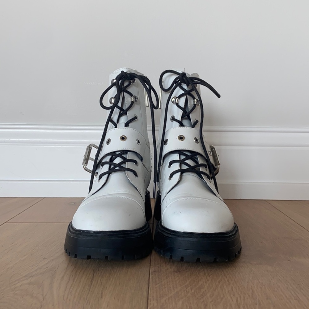 Zara White Combat Boots